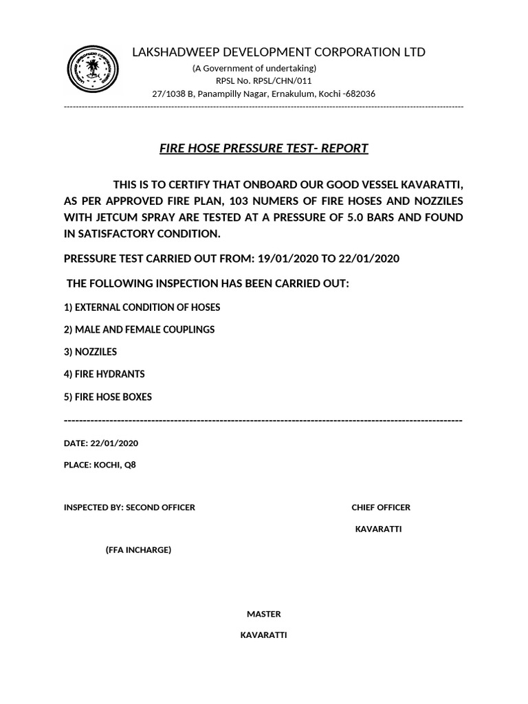 Fire Hose Pr Test | PDF