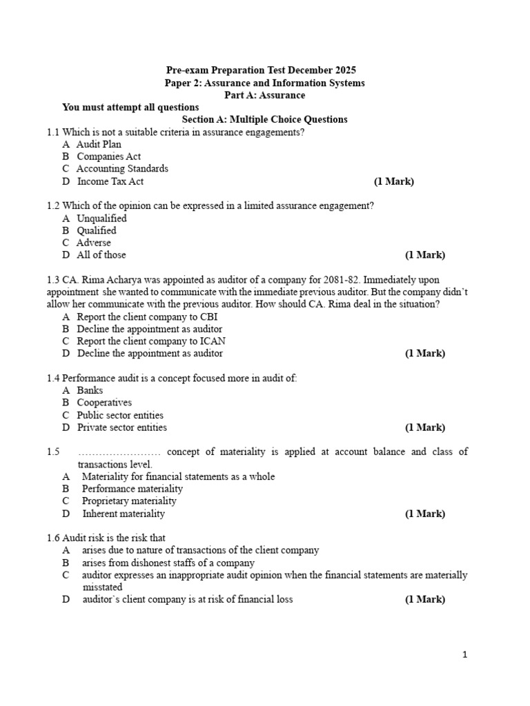 Paper 2 Assurance and Information Systems | PDF | Audit | Business