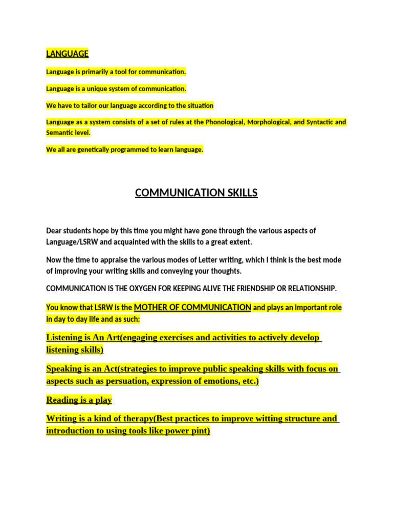 Communication Notes 1 | PDF | Résumé | Communication