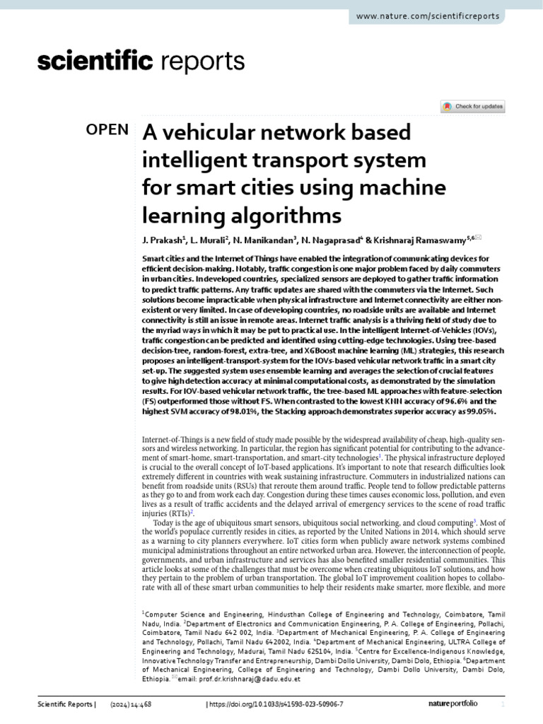 A Vehicular Network Based Intelligent Transport System for Smart Cities ...