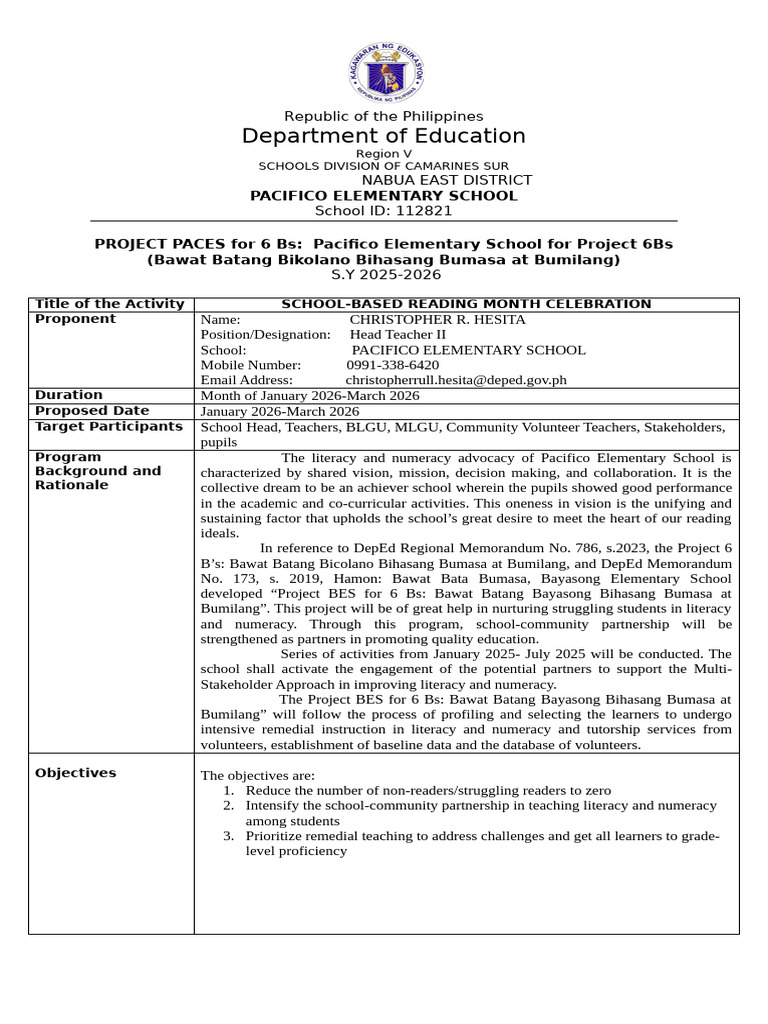 PROJECT 6BS | PDF | Literacy | Learning