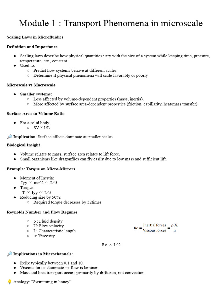 Microfluids Formula Sheet | PDF | Viscosity | Fluid Mechanics