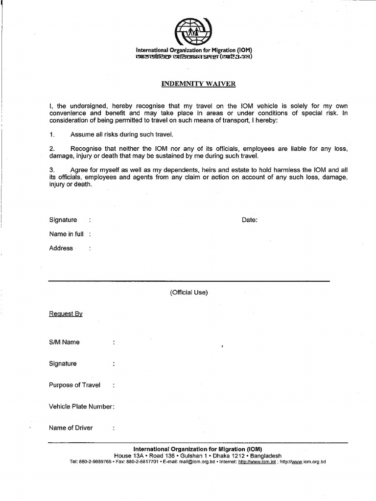 IOM Vehicle Waiver Form | PDF