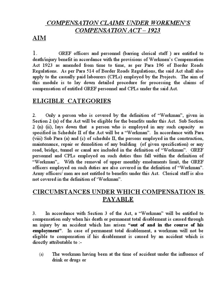 GREF Compensation Claims Process | PDF | Death Certificate | Workers ...