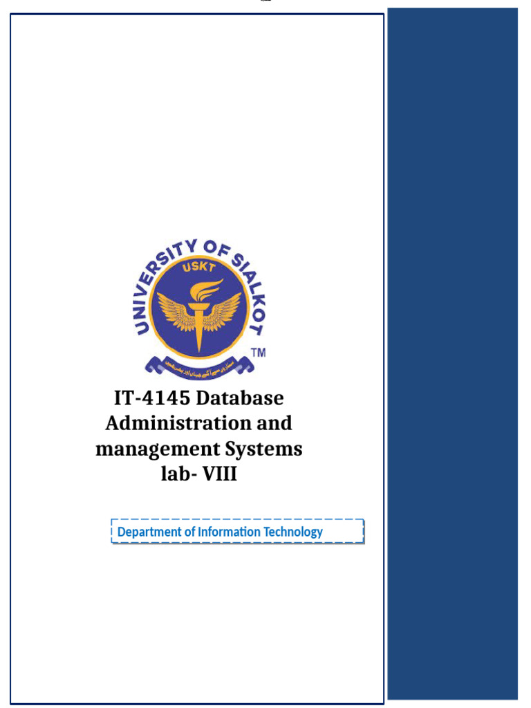 IT-4145 Database Administration and Management Systems LAB Manual | PDF ...