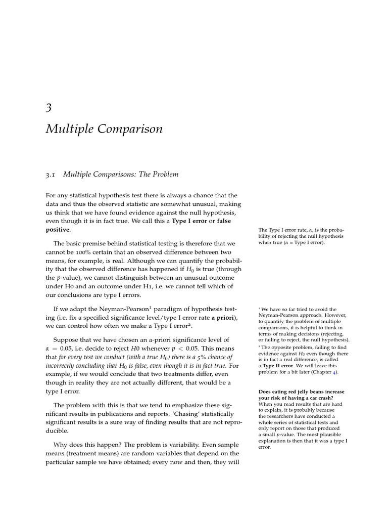 ED Ch3 Multiple Comparisons (1) | PDF | Type I And Type Ii Errors ...