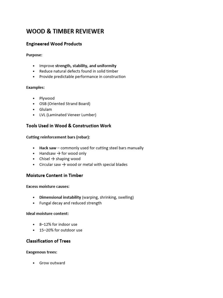 Wood Reviewer | PDF | Wood | Lumber