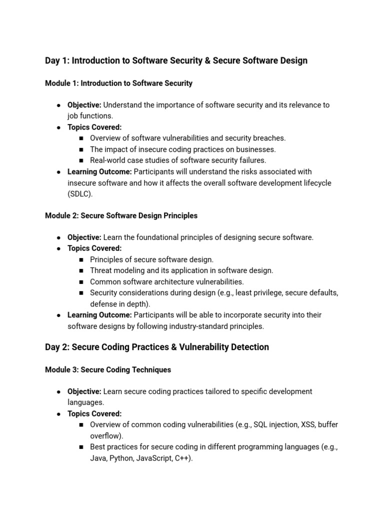 Secure Coding Curriculum | PDF | Software Development | Software