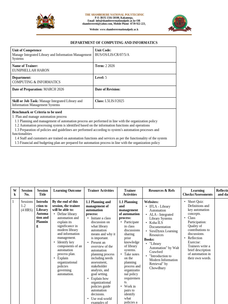 Library IMS Learning Plan | PDF | Computing
