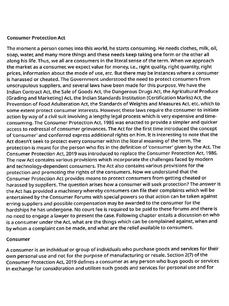 Consumer Protection Act Notes | PDF