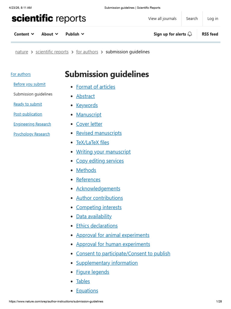 Submission Guidelines _ Scientific Reports | PDF | Typefaces | Abstract ...