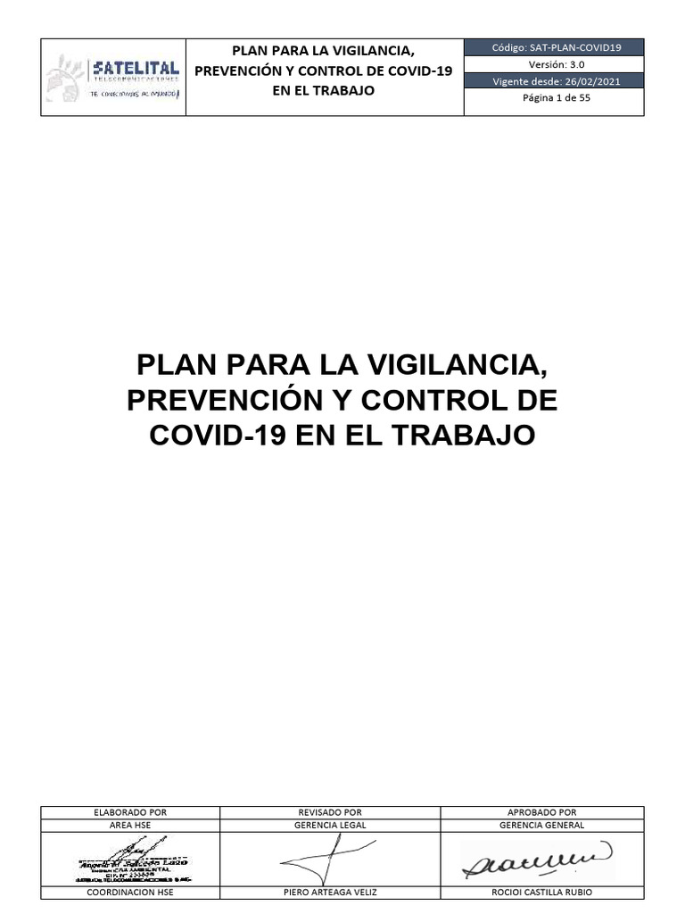 PLAN PARA LA VIGILANCIA, PREVENCIÓN Y CONTROL DE LA COVID 19 | PDF ...