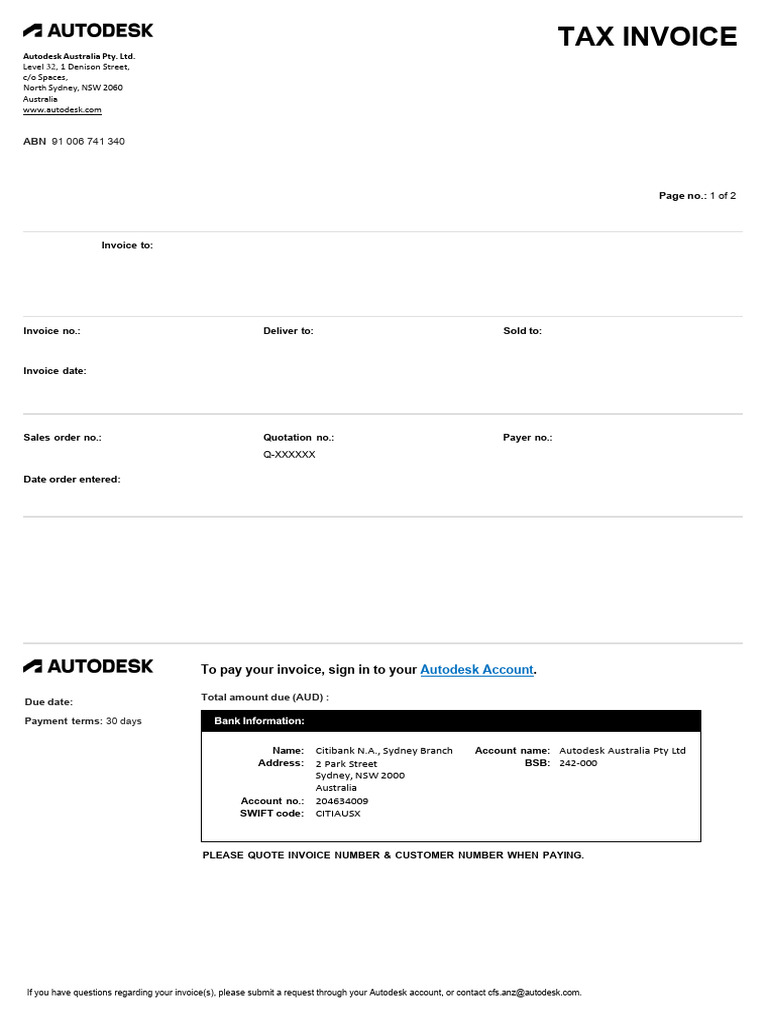 Australia Sample Invoice Aud | PDF | Invoice | Payments