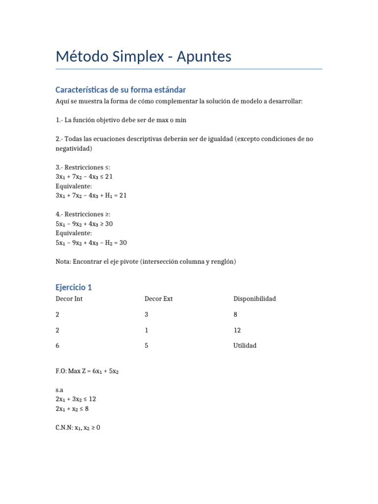Metodo Simplex (1) | PDF