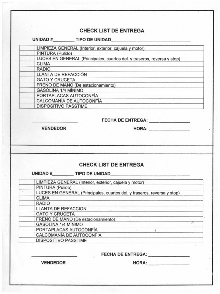 Check List de Entrega | PDF