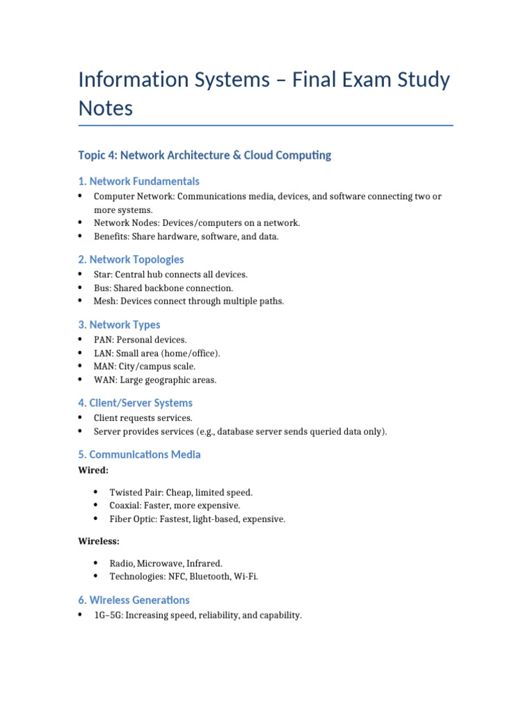 Information_Systems_Study_Notes | PDF | Computer Network | Computer ...