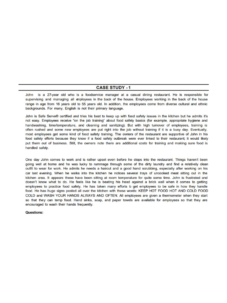 Case Study Worksheet 1 | PDF