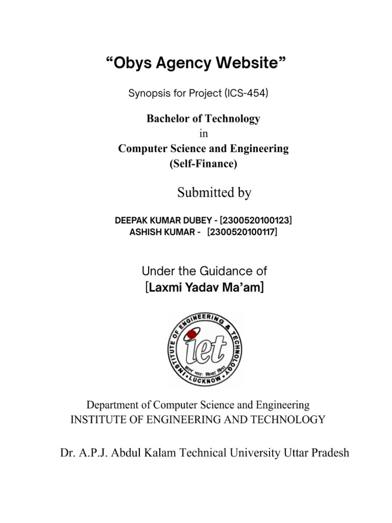 BTech Project Synopsis Format[1][1].Docx.pdf | PDF