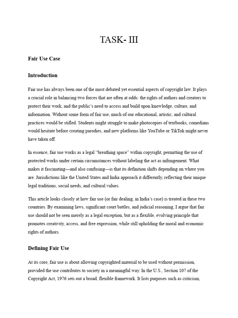 TASK- III | PDF | Fair Use | Copyright