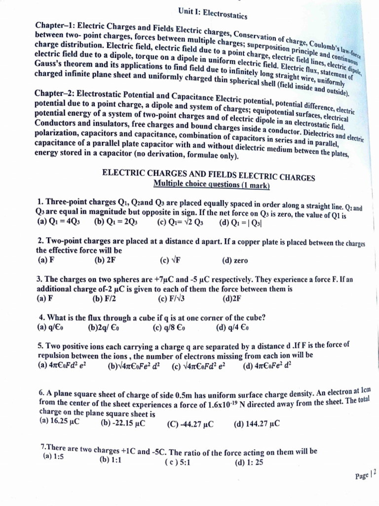 Electrostatics Workbook | PDF