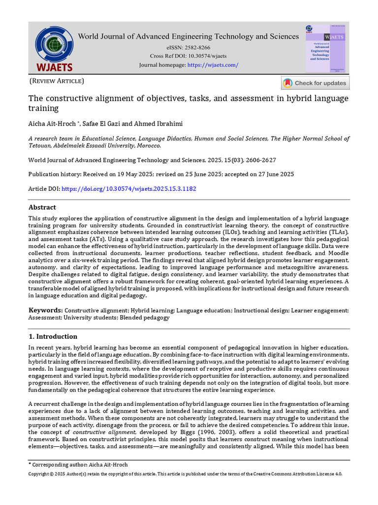 constructive alignment | PDF | Learning | Educational Assessment
