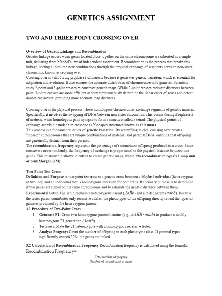 TWO AND THREE POINT CROSSING OVER | PDF | Genetic Linkage | Genetics