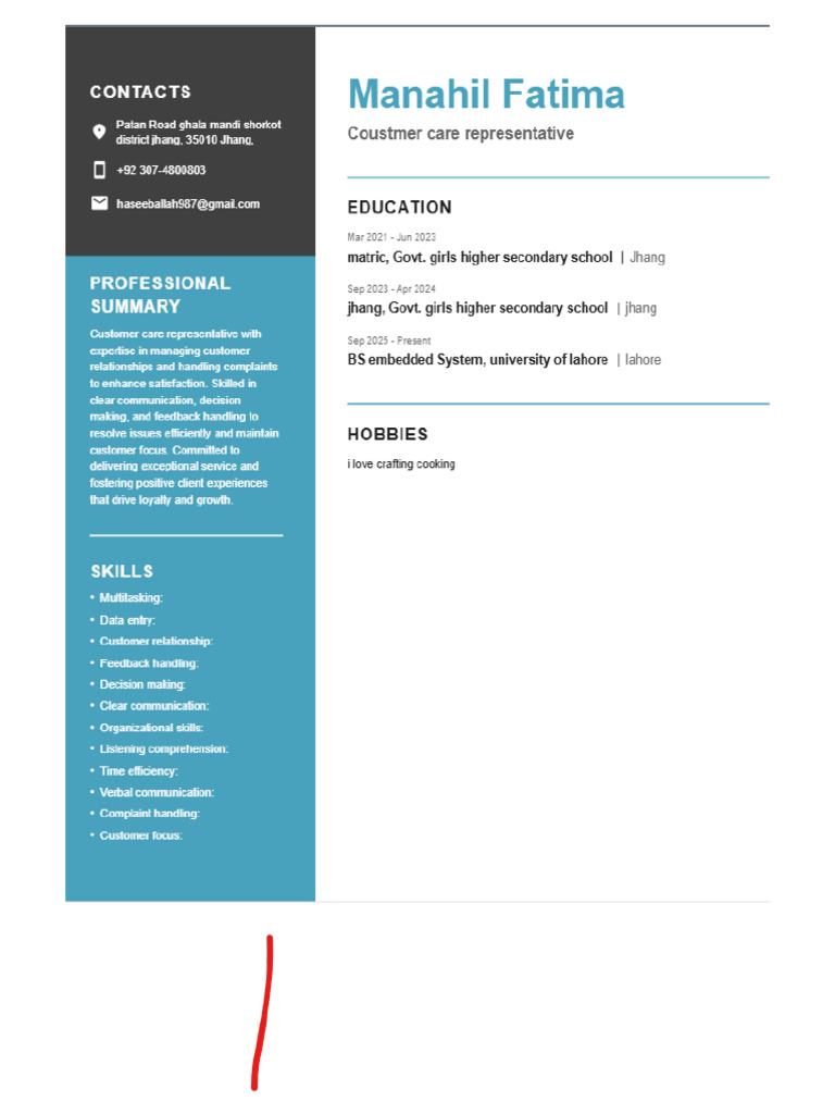 Manahil Cv 2 | PDF