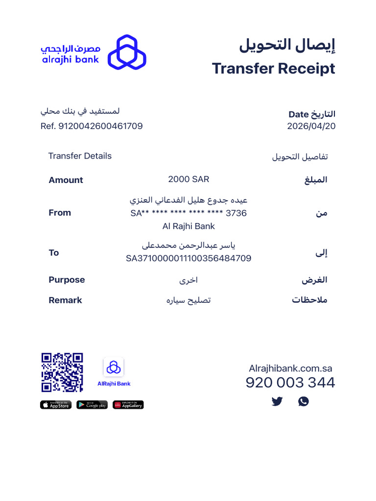 Transfer Receipt | PDF