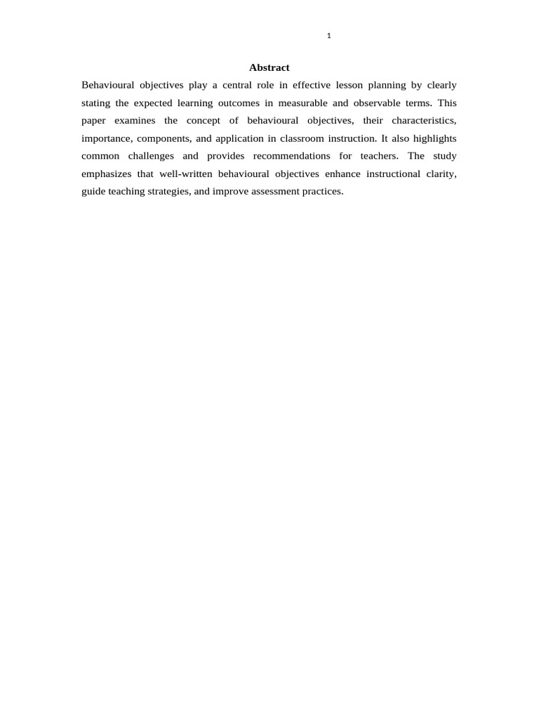 Behavioural Objectives | PDF | Learning | Behavior Modification