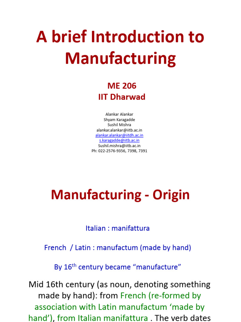 Lecture 1a - Introduction to Manufacturing | PDF | Chemical Bond | Crystal