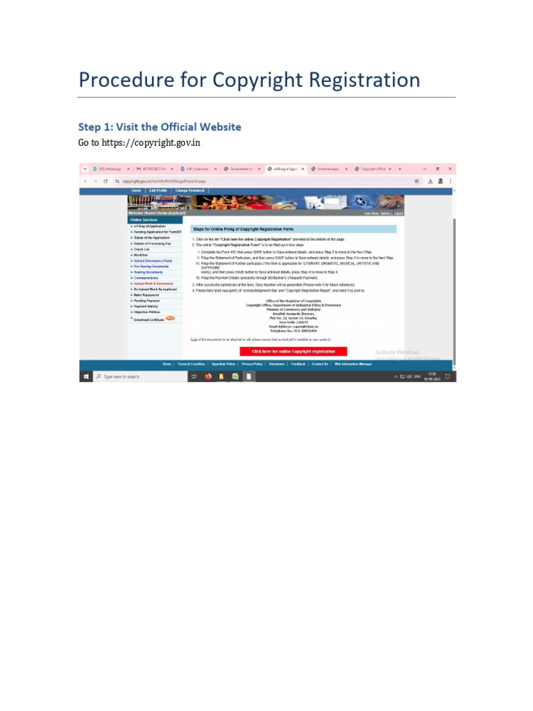 Procedure for Copyright Registration | PDF