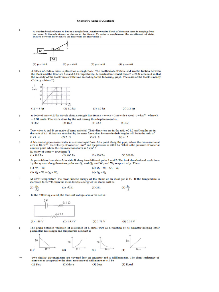 Sample Questions - Physics (1) (1) (1) (3) (2) | PDF