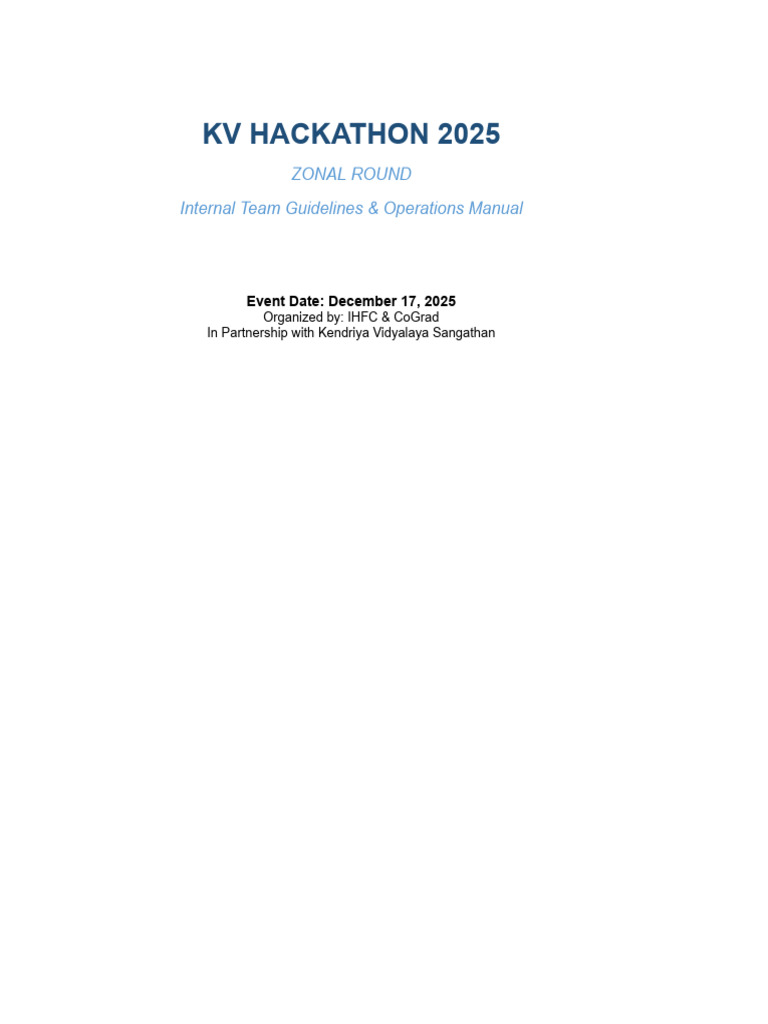 KV Hackathon Internal Team Guidelines | PDF