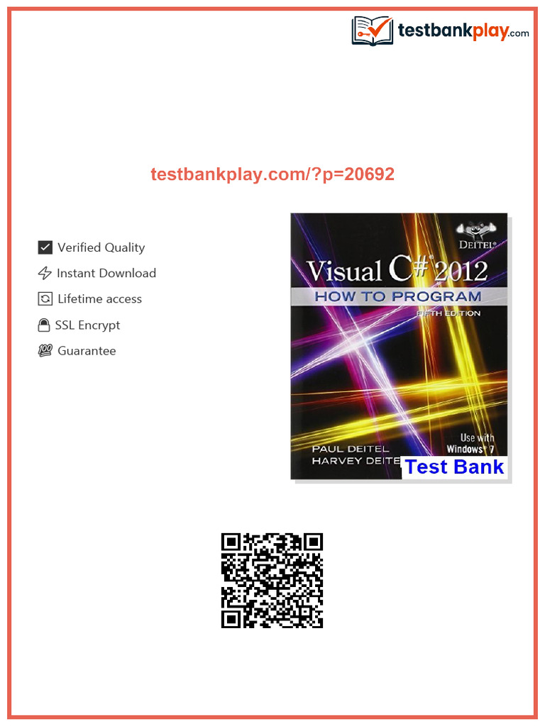 Visual C 2012 How to Program 5th Edition Deitel Test Bank digital ...