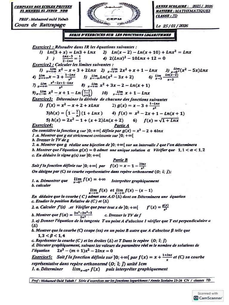 Rattrapage Math Wel Yabah | PDF