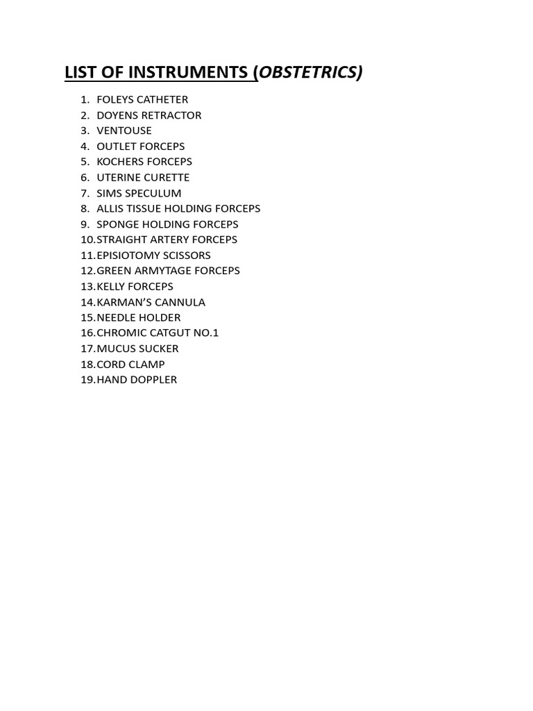 Instruments List | PDF