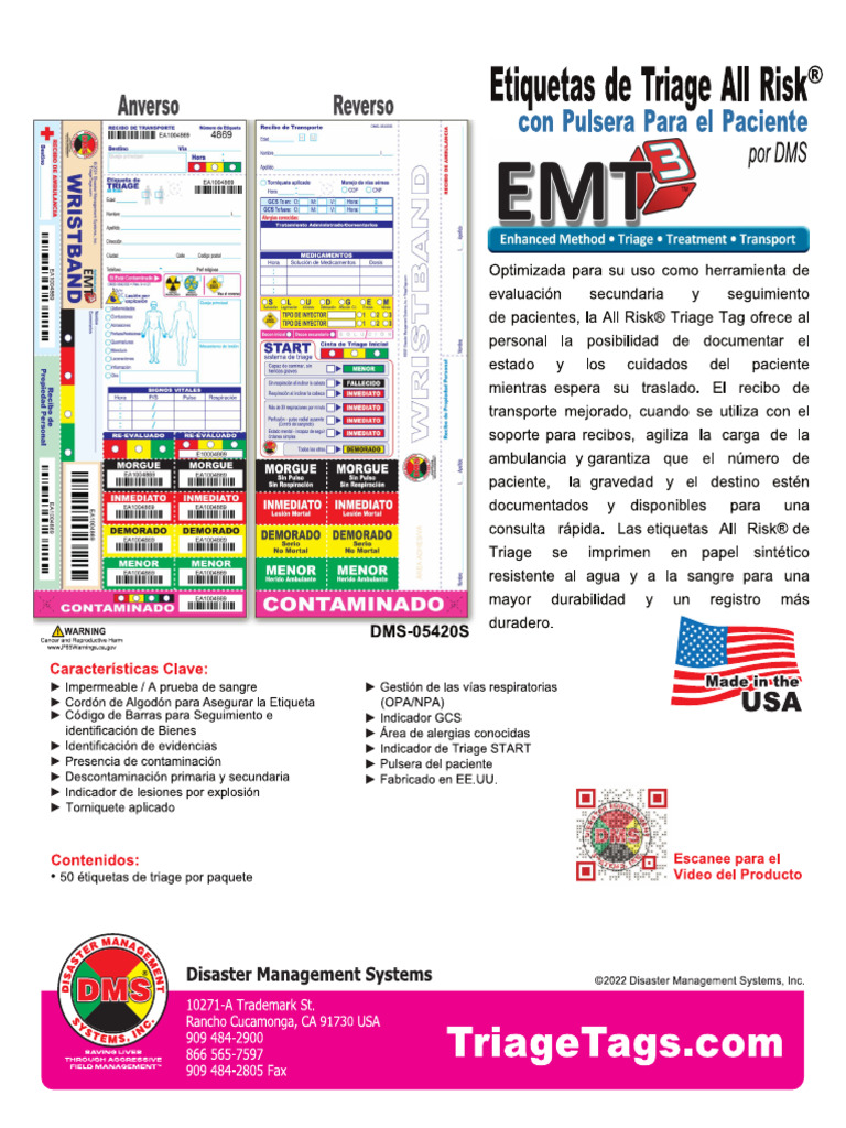 DMS-05420 AllRiskWristbandTriageTag KeyFeatures | PDF