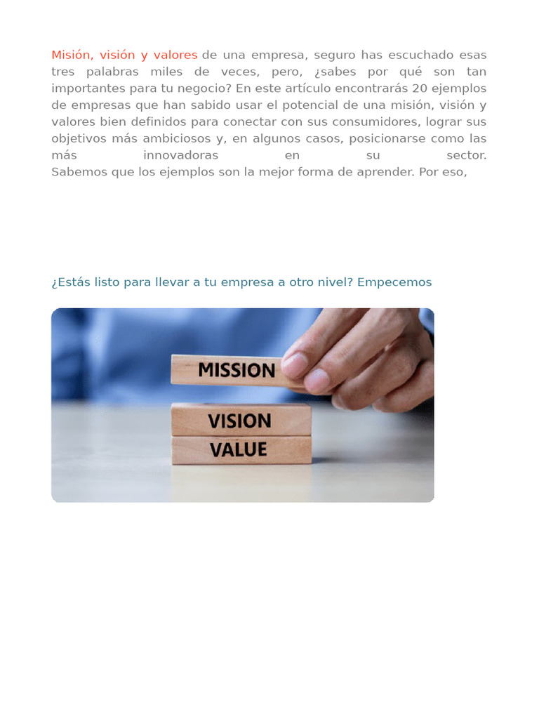 20 Ejemplos de Empresas Con Una Misión, Visión y Valores Que Inspiran ...