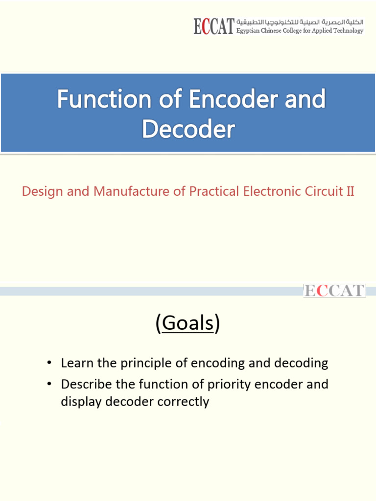LEC 5 (Function of Encoder and Decoder) No Narrator | PDF | Electrical ...