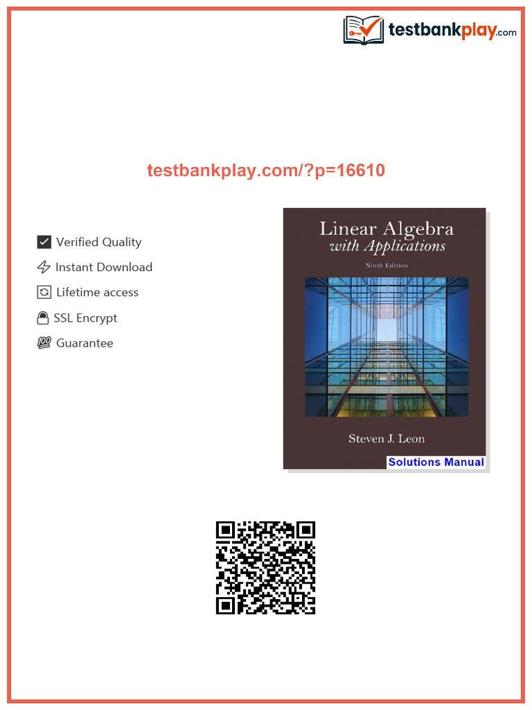 Linear Algebra with Applications 9th Edition Leon Solutions Manual ...