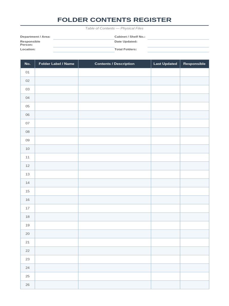 Folder Contents Register 2 | PDF