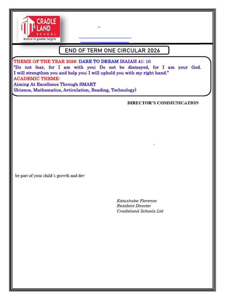 End of Term One Circular 2026_104450 | PDF