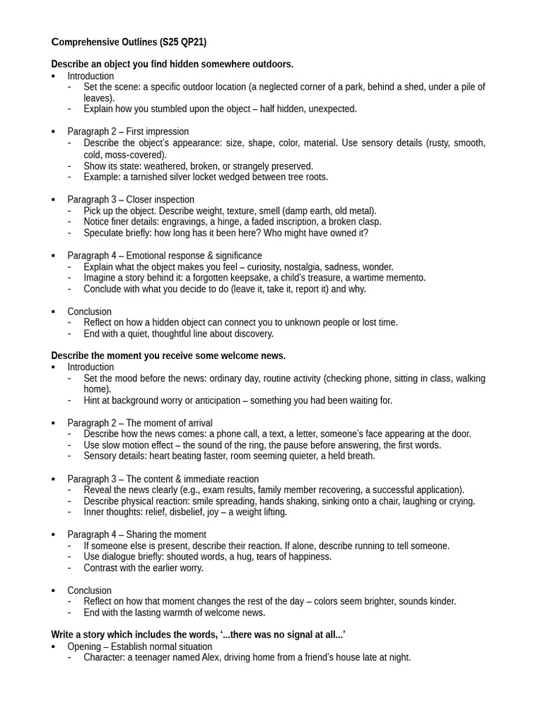 Comprehensive Outlines (S25 QP21) | PDF