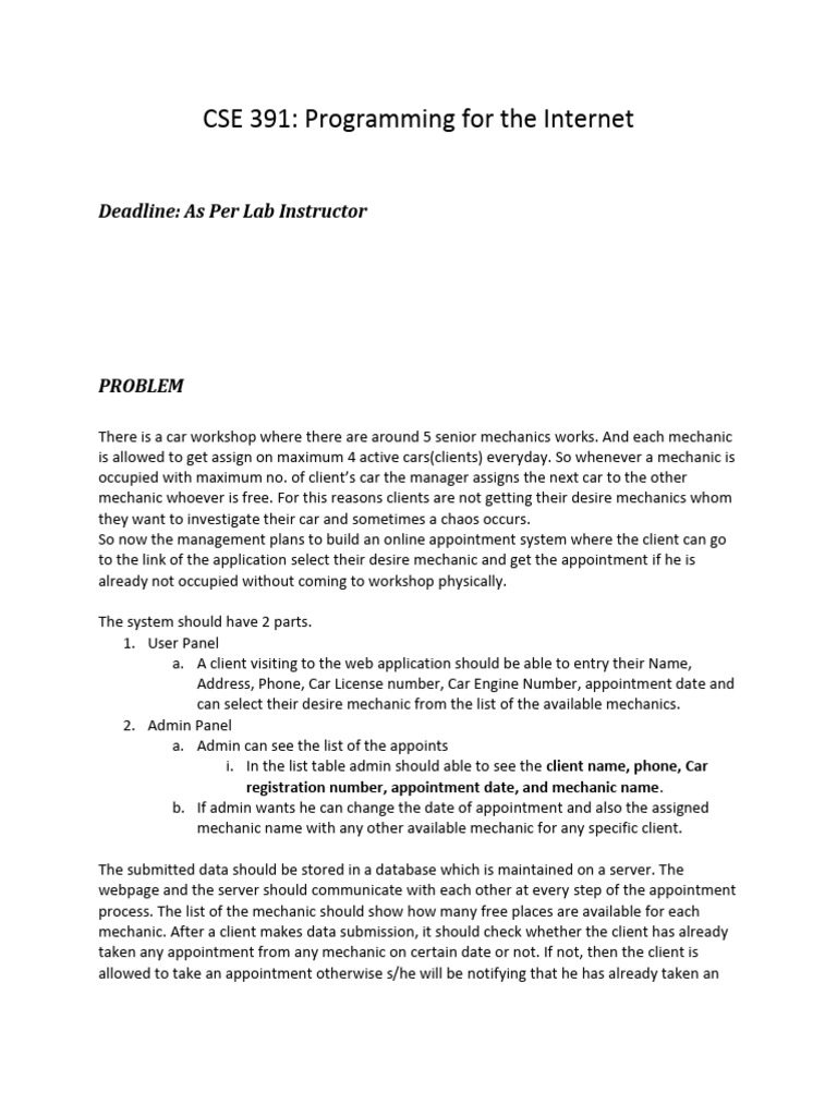 CSE 391- Assignment 3 v3 | PDF | Php | Java Script