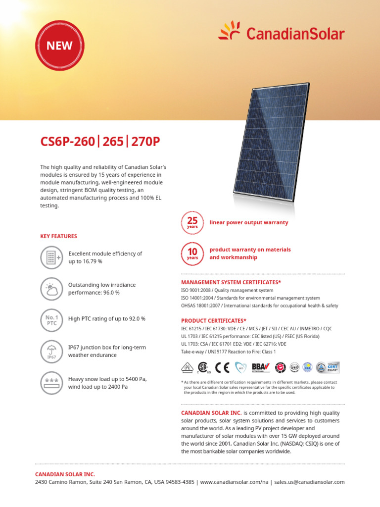 (anexo) - DataSheet Módulo | PDF | Solar Panel | Electrical Engineering
