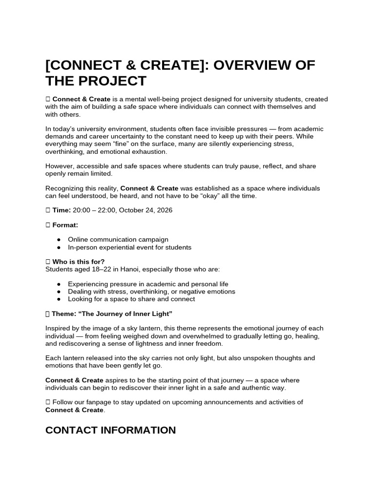 [CONNECT & CREATE]_ GIỚI THIỆU DỰ ÁN CONNECT & CREATE 2026 | PDF