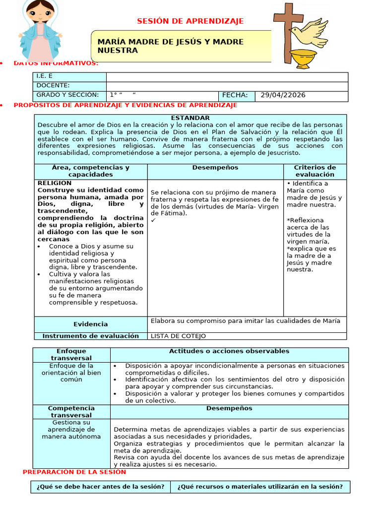 Sesion Maria Madre de Jesus y Madre Nuestra | PDF | María, madre de ...