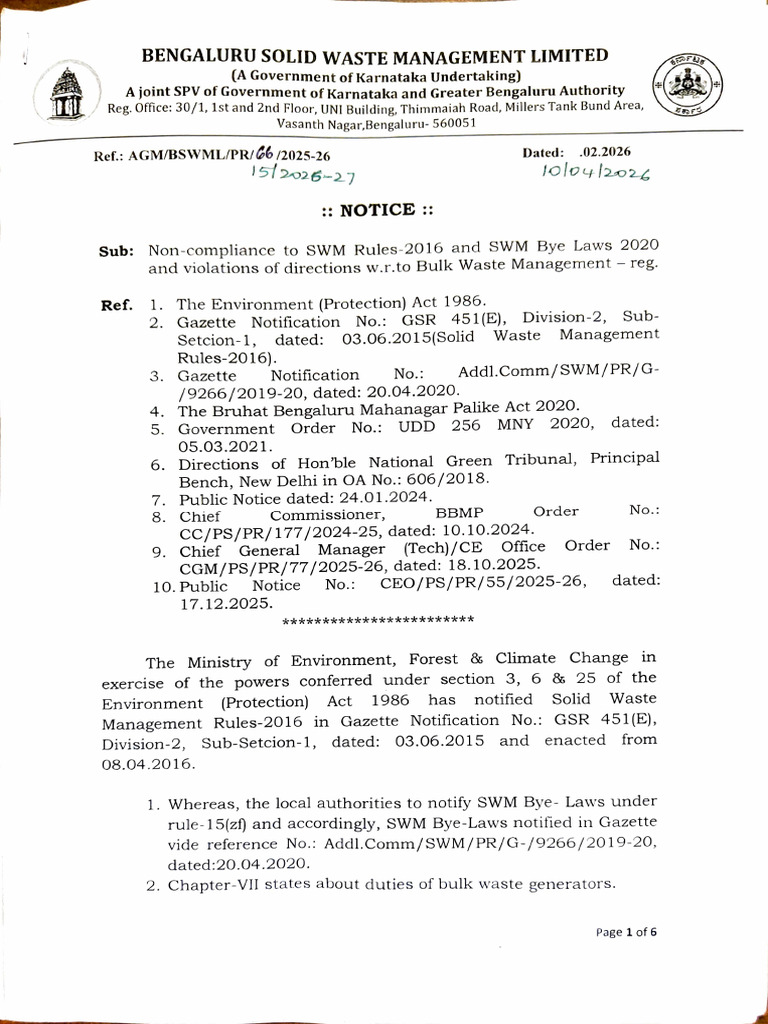 Bbmm Solid Waste Notice | PDF