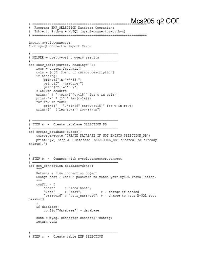 MCS205 Q2 | PDF | My Sql | Information Technology Management