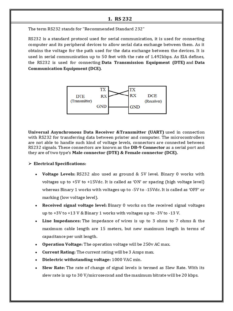 Notes of RS 232 and UART | PDF